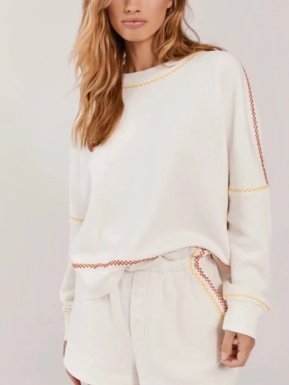 Something Navy Dollie Embroidered Crewneck Oversized Dolman Sleeve Sweatshirt, S